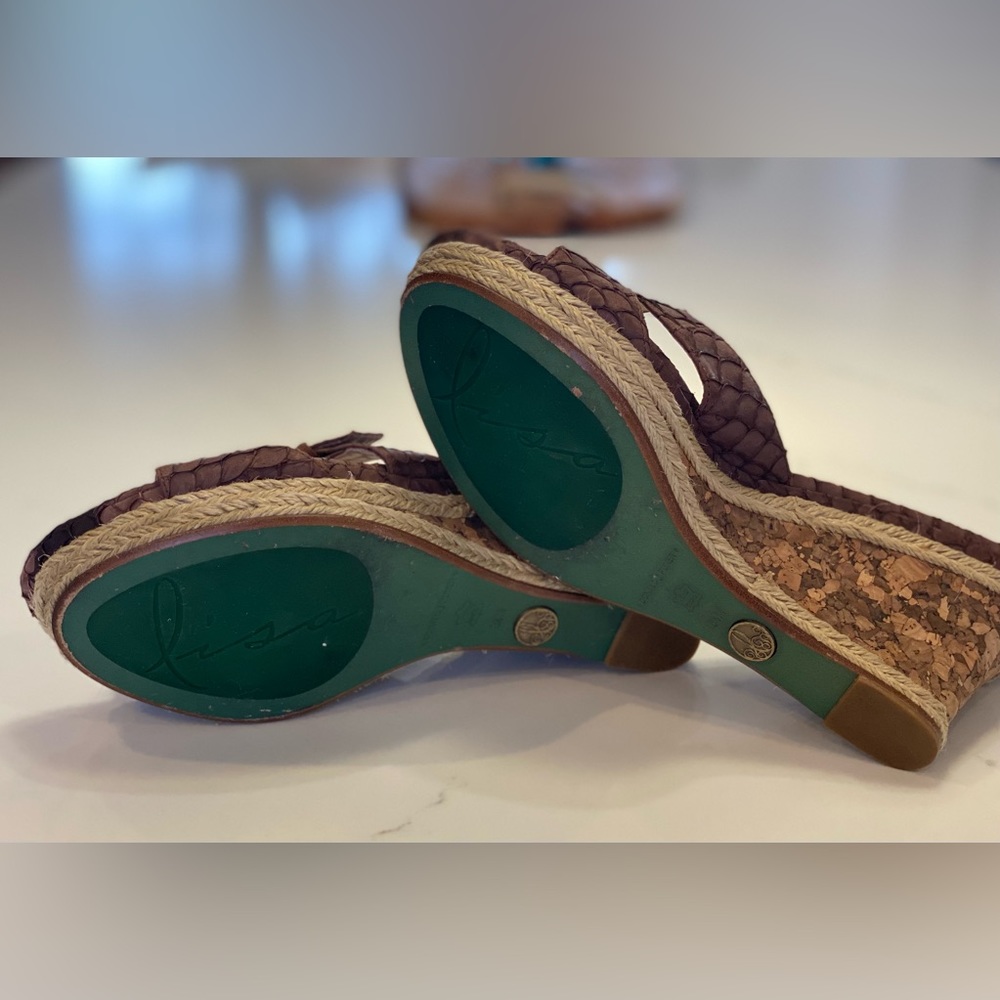 Lisa For David Pliner Python And Cork Wedge Size … - image 4